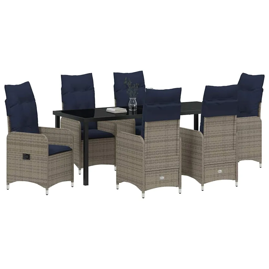 Ensemble de salle à manger pour jardin 7 pcs Noir polyrotin - 3