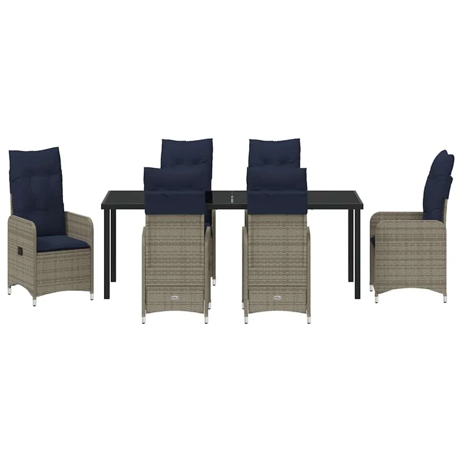 Ensemble de salle à manger pour jardin 7 pcs Noir polyrotin - 7
