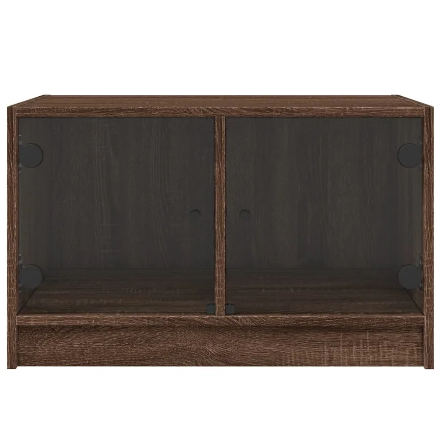 Table basse avec portes en verre chêne marron 68x50x42 cm - 6