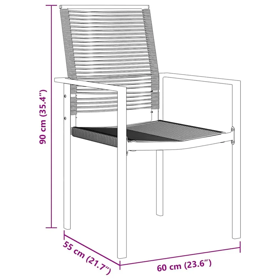 Ensemble de salle à manger pour jardin 7 pcs Noir - 8