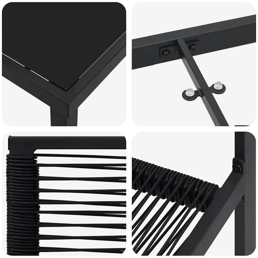 Ensemble de salle à manger pour jardin 7 pcs Noir - 9