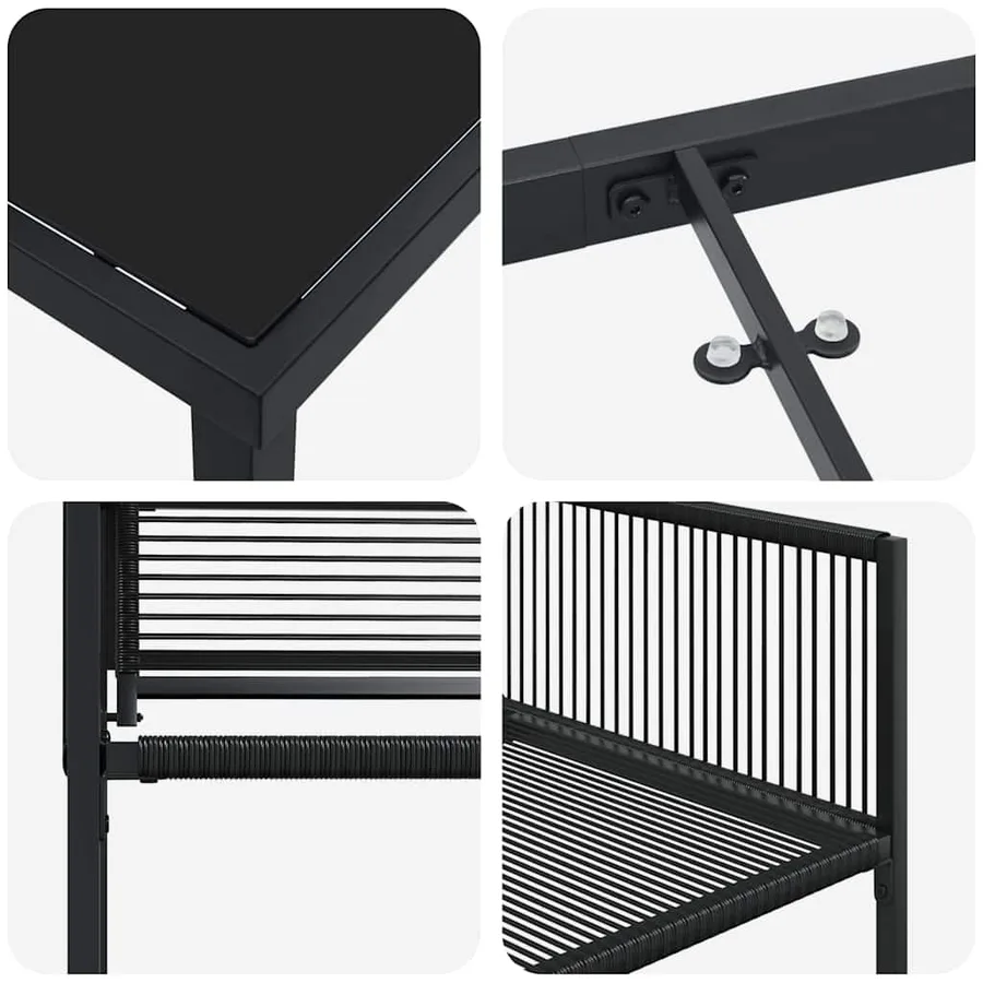 Ensemble de salle à manger pour jardin 9 pcs Noir polyrotin - 9