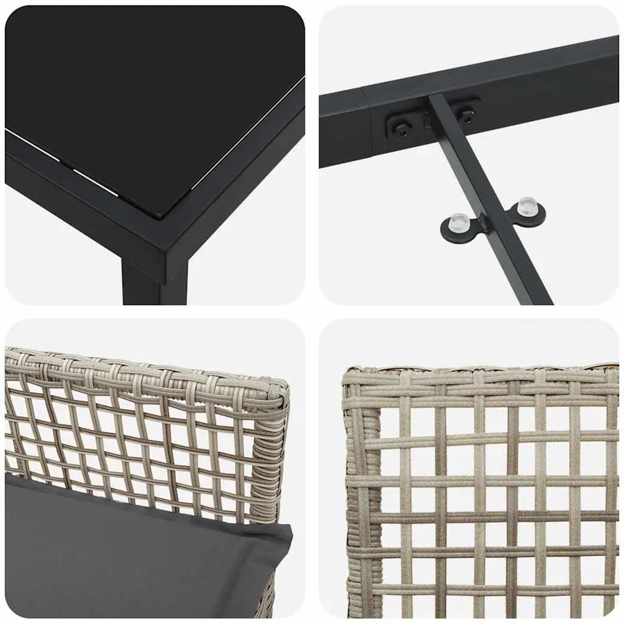 Ensemble de salle à manger pour jardin 5 pcs Gris clair - 9