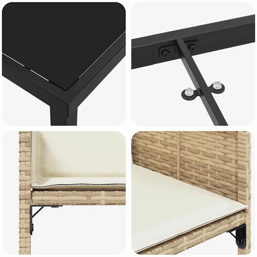 Ensemble de salle à manger pour jardin 9 pcs Beige polyrotin - 9