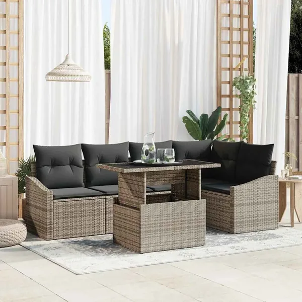 Ensemble de canapé de jardin avec coussin 6 pcs Gris