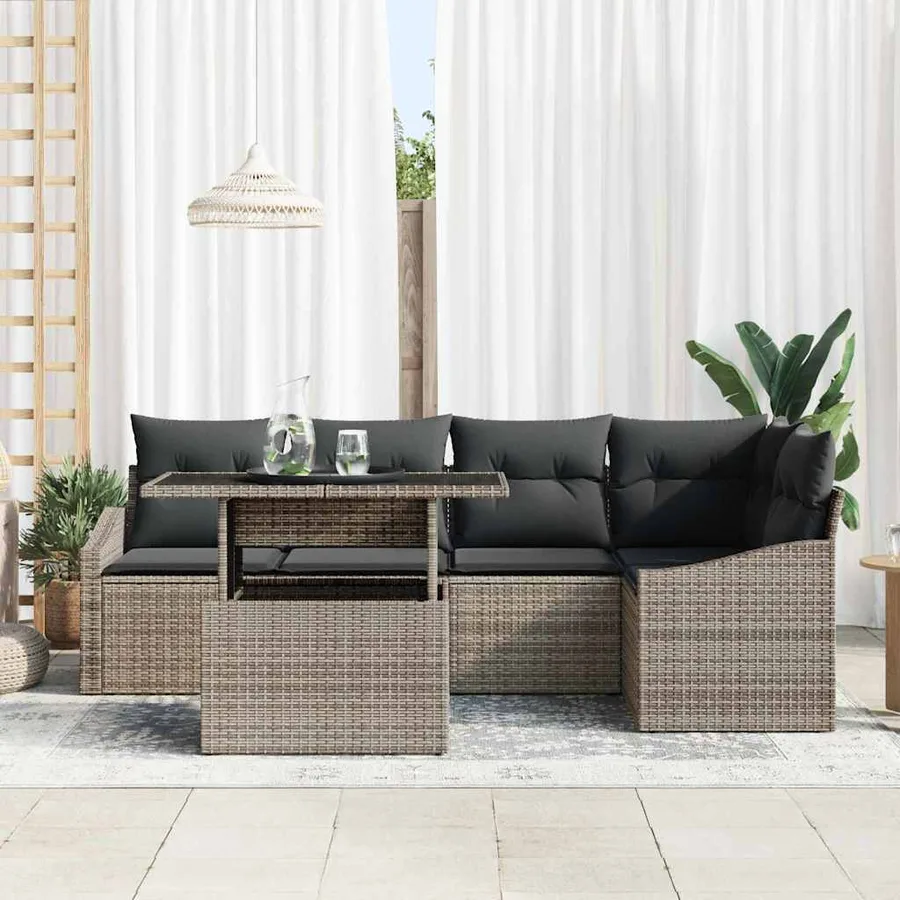 Ensemble de canapé de jardin avec coussin 6 pcs Gris - 3