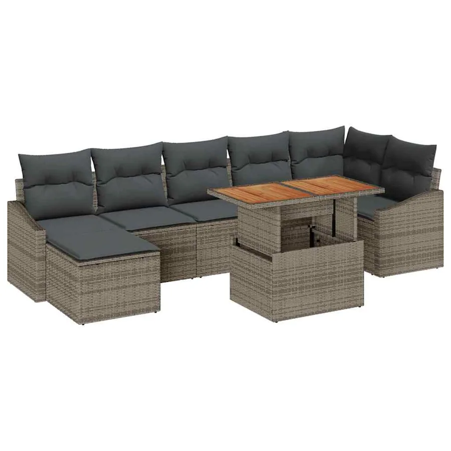 Ensemble de canapé de jardin 8 pcs Gris et marron - 2