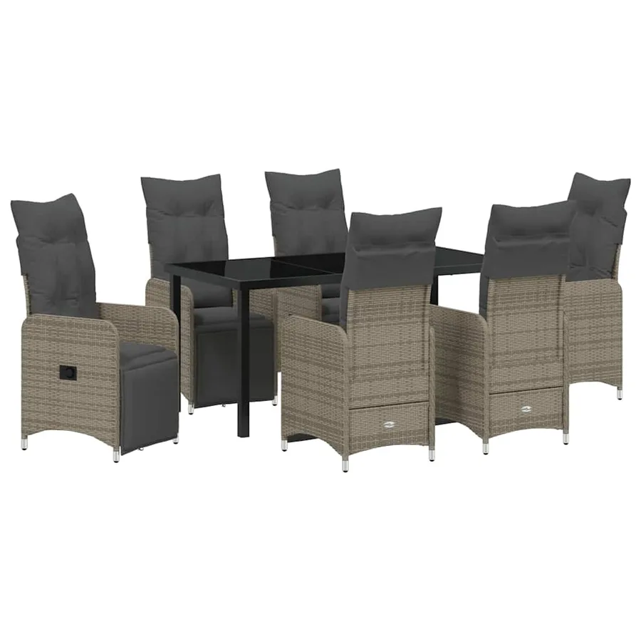Ensemble de salle à manger pour jardin 7 pcs Gris polyrotin - 2