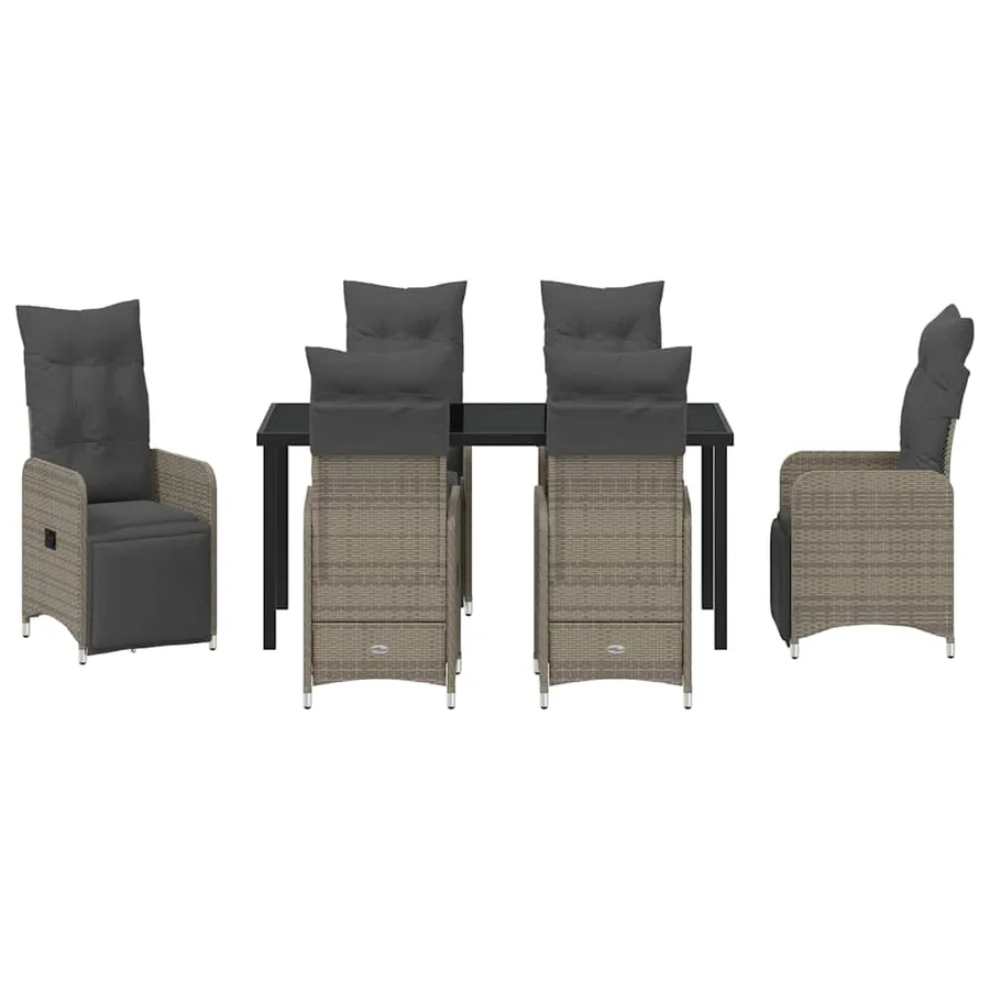 Ensemble de salle à manger pour jardin 7 pcs Gris polyrotin - 7