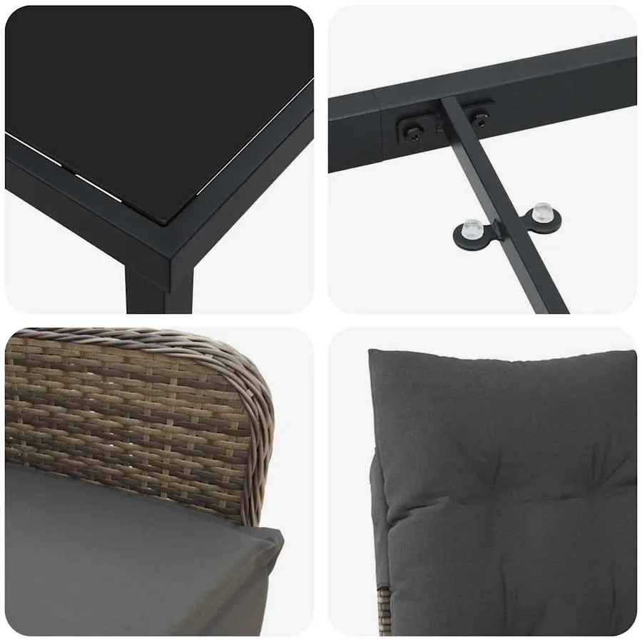 Ensemble de salle à manger pour jardin 7 pcs Gris polyrotin - 9