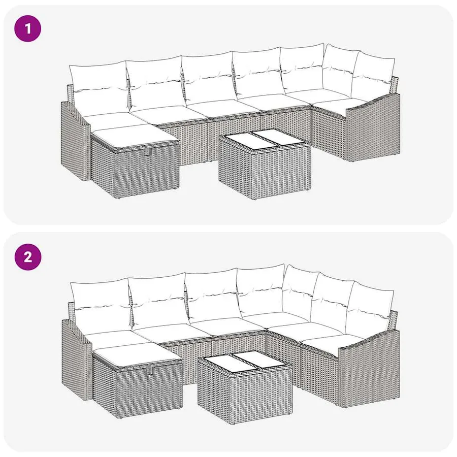 Ensemble de Canapés avec coussin avec stockage Gris polyrotin - 12