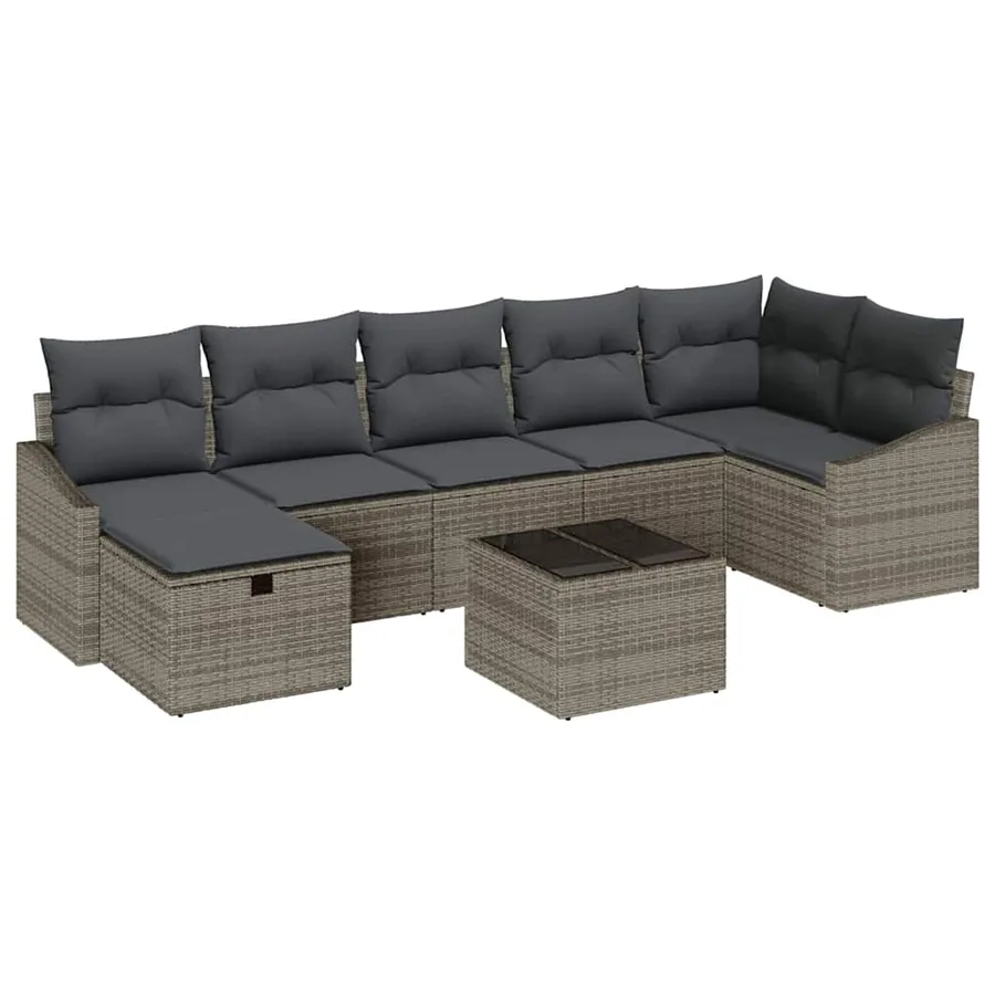 Ensemble de Canapés avec coussin avec stockage Gris polyrotin - 2