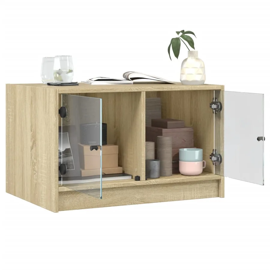 Table basse avec portes en verre chêne sonoma 68x50x42 cm - 5