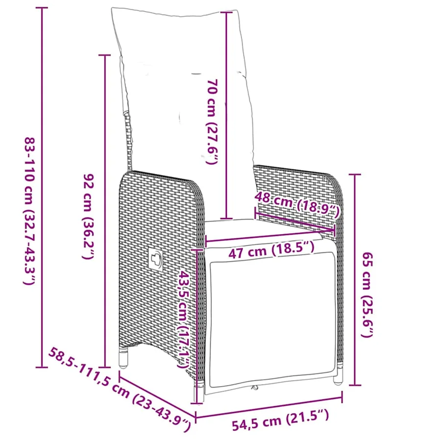 Ensemble de salle à manger pour jardin 7 pcs Marron polyrotin - 8
