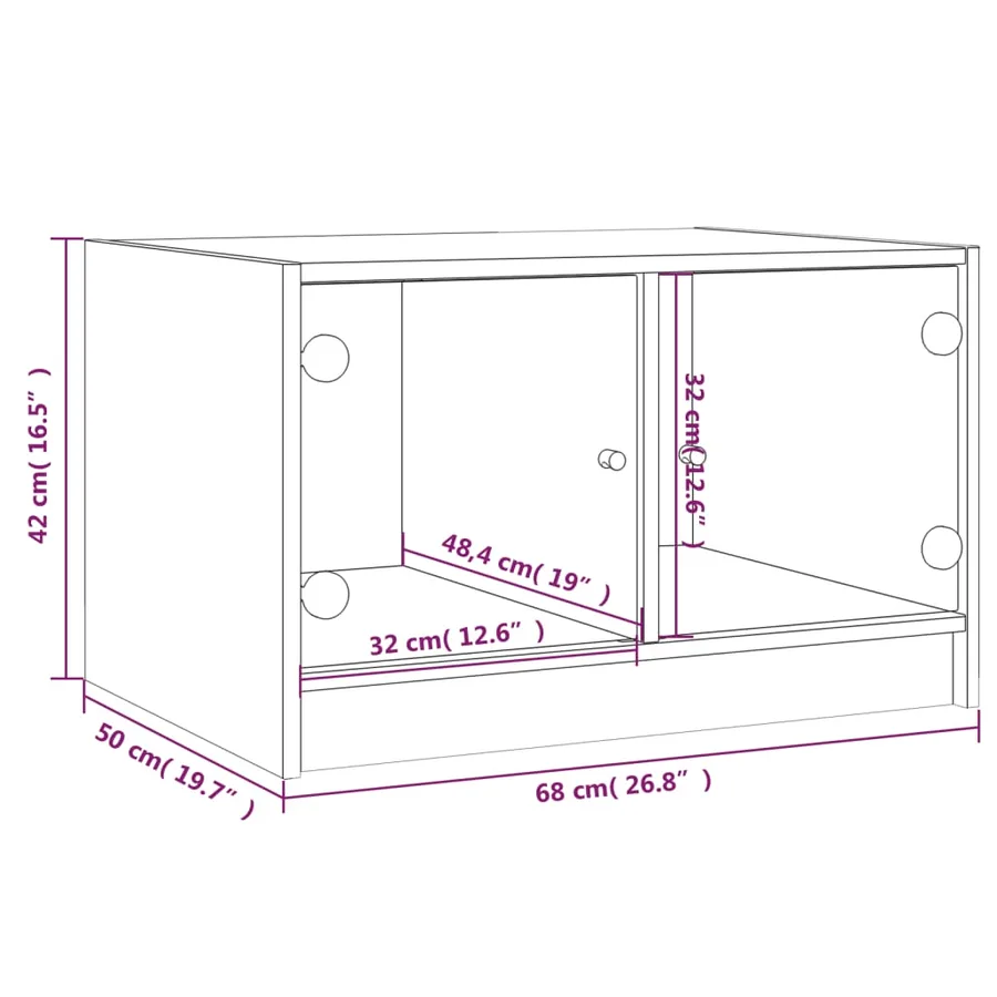 Table basse avec portes en verre blanc 68x50x42 cm - 11
