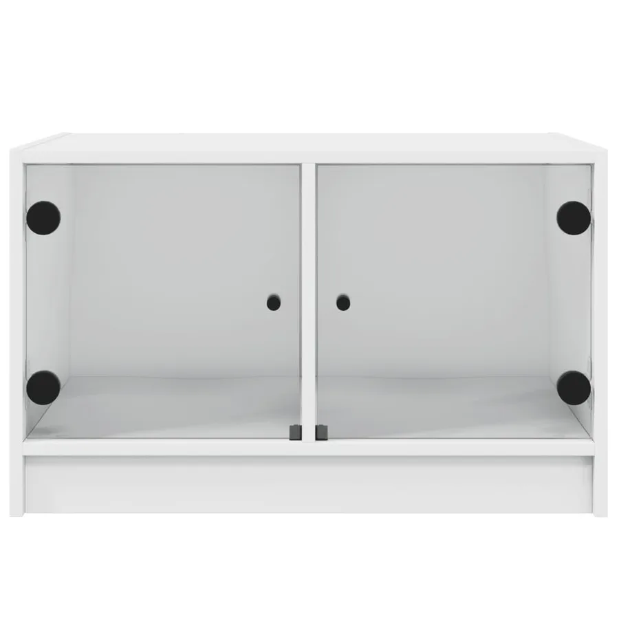 Table basse avec portes en verre blanc 68x50x42 cm - 6