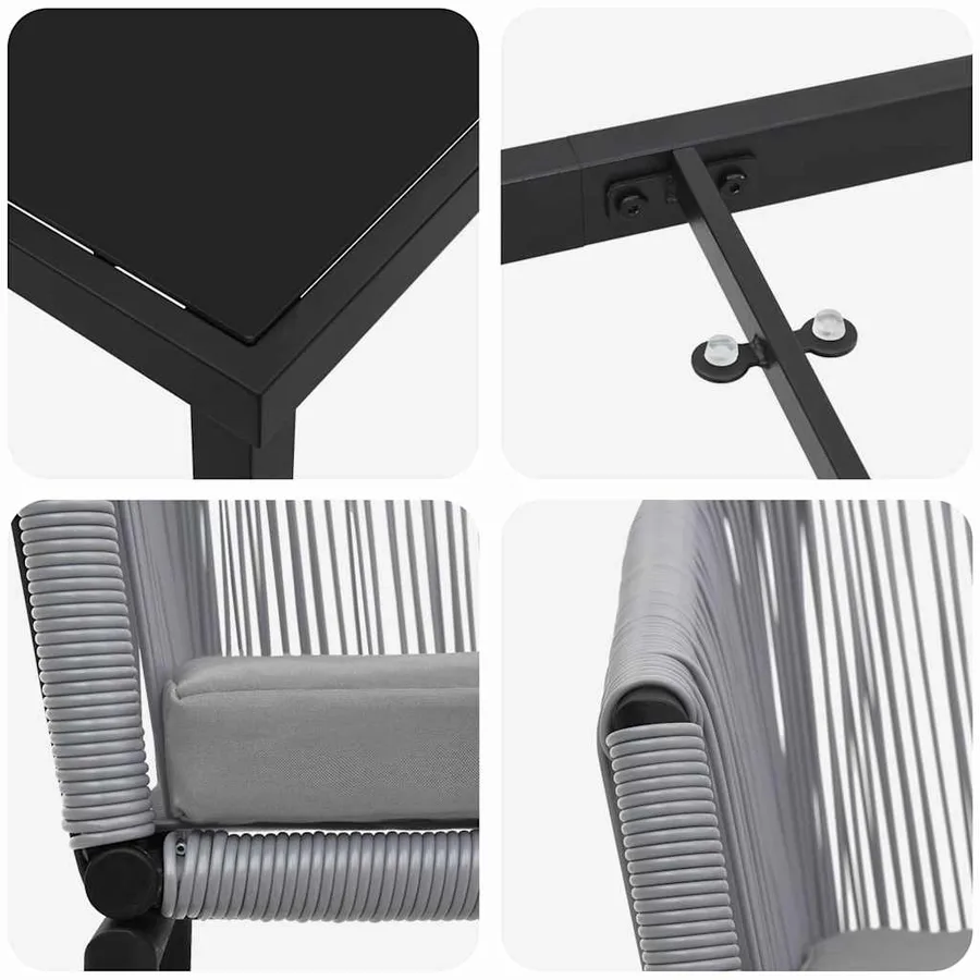 Ensemble de salle à manger pour jardin 5 pcs Anthracite - 9