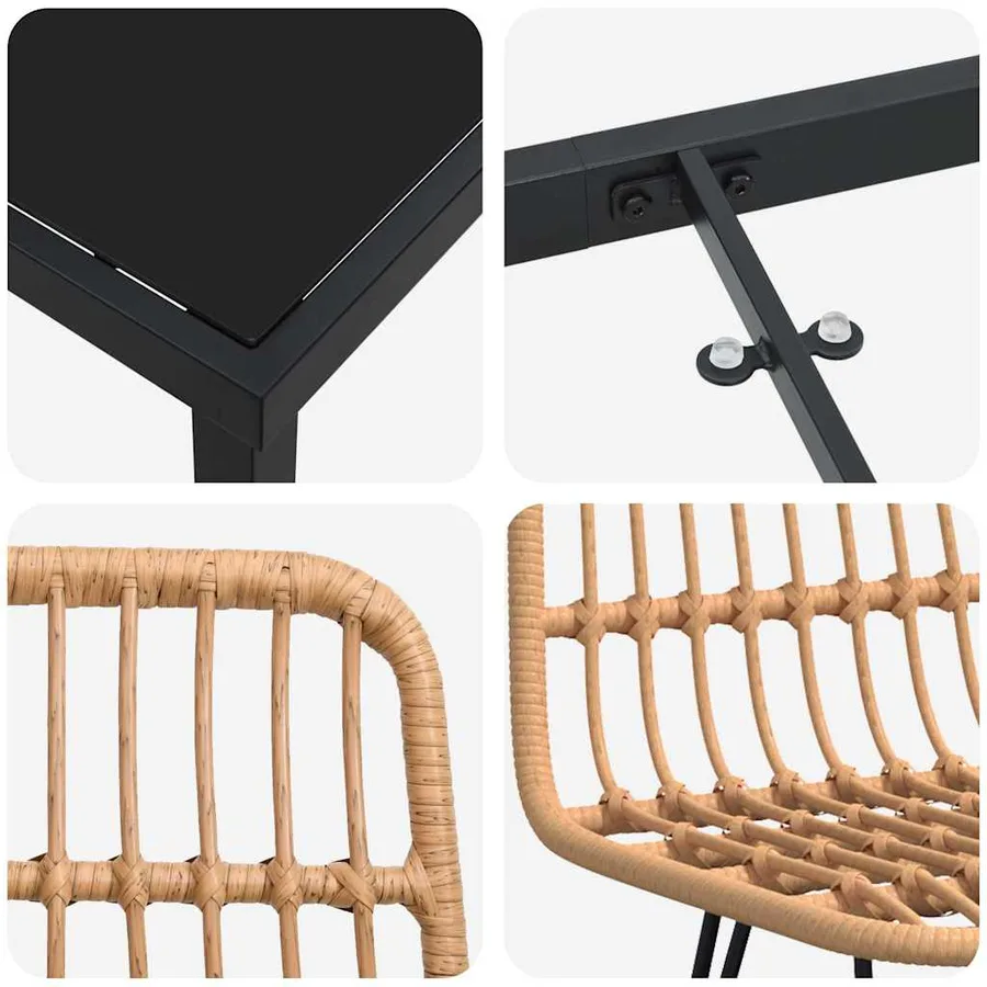 Ensemble de salle à manger pour jardin 5 pcs Marron - 9