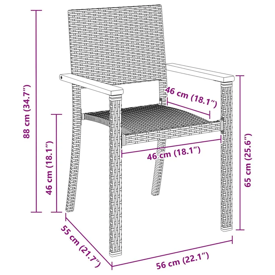 Ensemble de salle à manger pour jardin 5 pcs Noir - 8