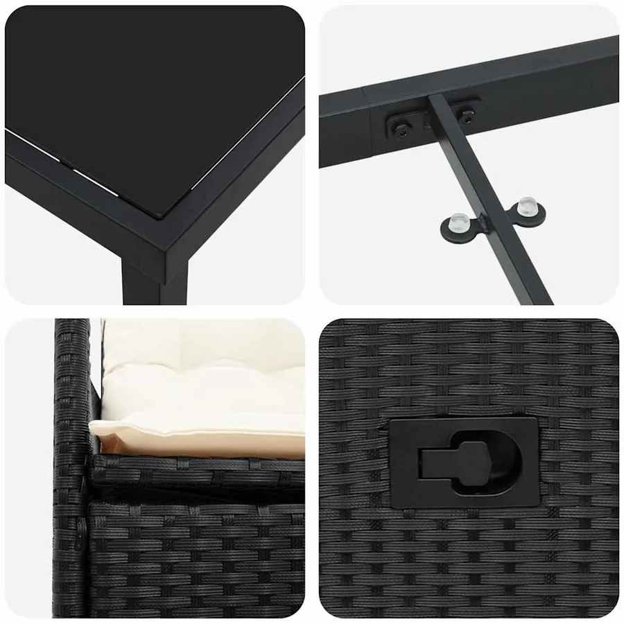 Ensemble de salle à manger pour jardin 5 pcs Noir polyrotin - 9