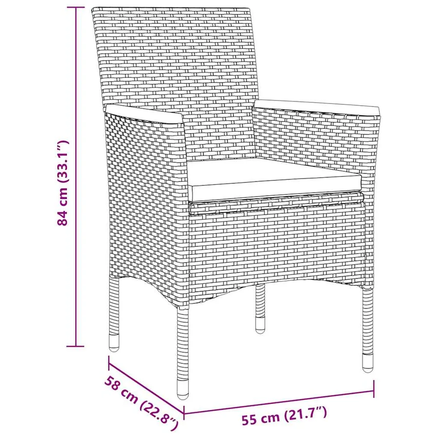 Ensemble de salle à manger pour jardin 7 pcs Gris polyrotin - 10