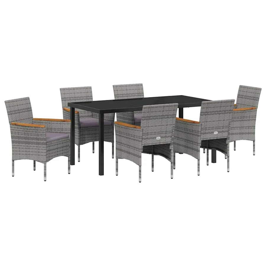 Ensemble de salle à manger pour jardin 7 pcs Gris polyrotin - 2