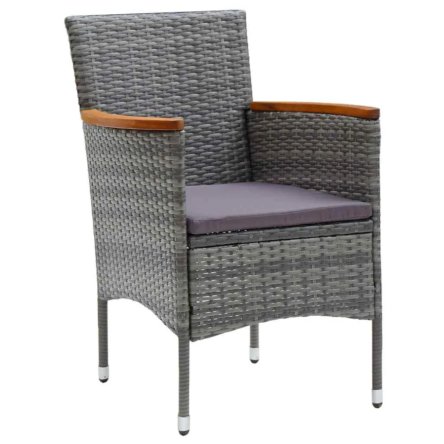 Ensemble de salle à manger pour jardin 7 pcs Gris polyrotin - 6