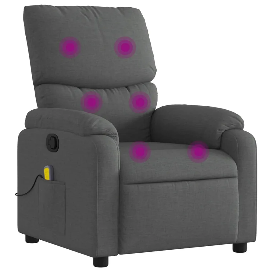 Fauteuil inclinable de massage gris foncé tissu - 2
