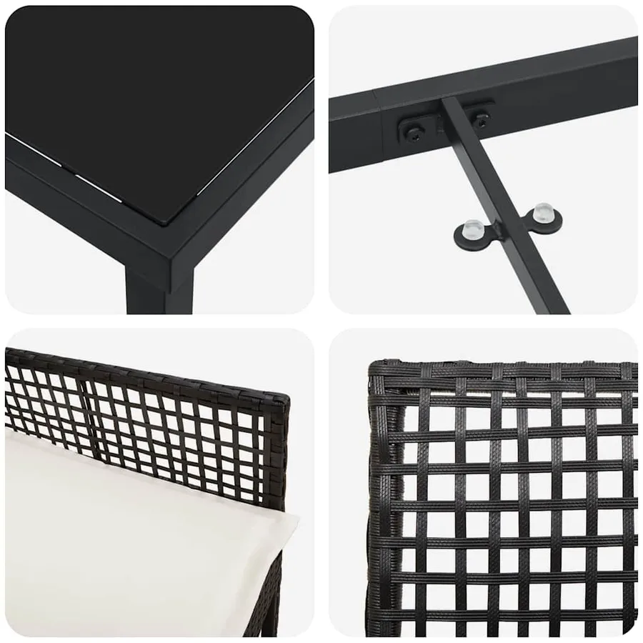 Ensemble de salle à manger pour jardin 5 pcs Noir polyrotin - 9