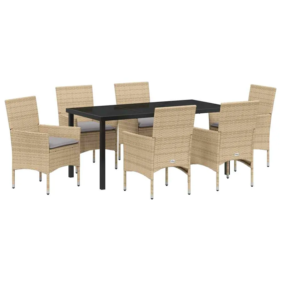 Ensemble de salle à manger pour jardin 7 pcs Beige polyrotin - 2