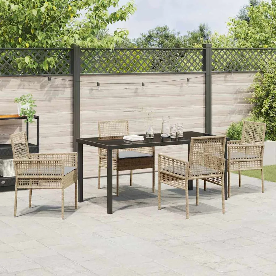 Ensemble de salle à manger pour jardin 5 pcs Beige polyrotin - 4