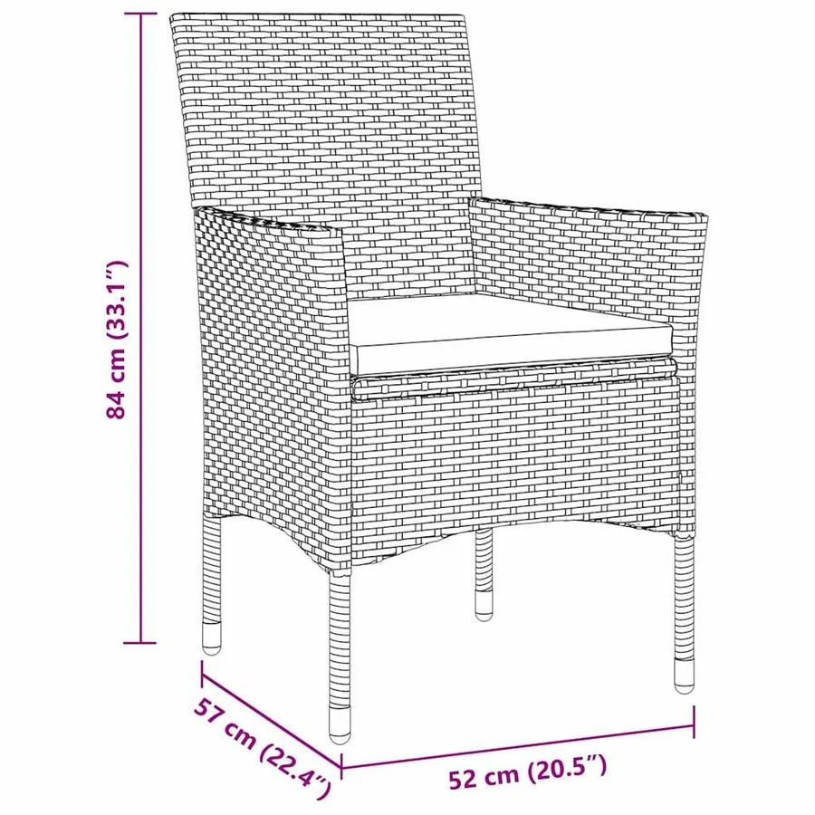 Ensemble de salle à manger pour jardin 7 pcs Marron polyrotin - 8