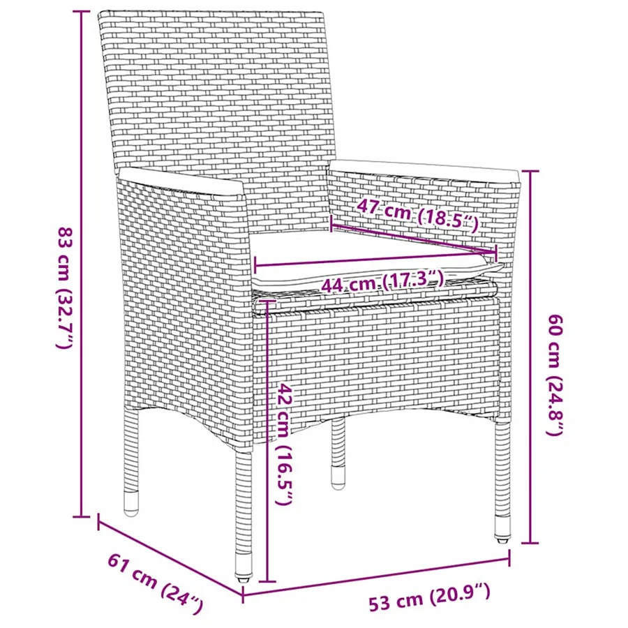 Ensemble de salle à manger pour jardin 5 pcs Noir polyrotin - 8