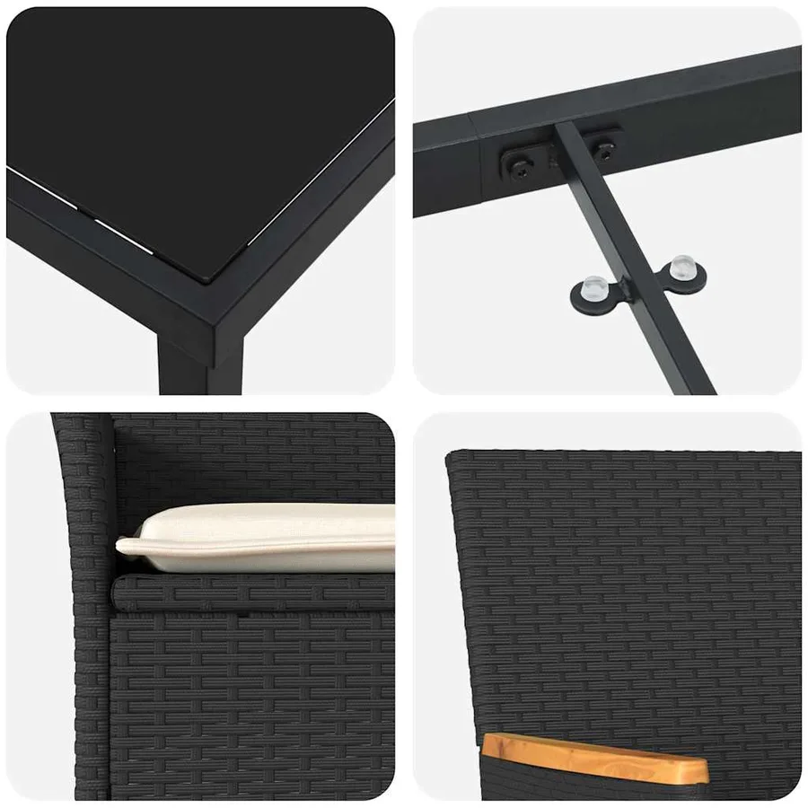 Ensemble de salle à manger pour jardin 5 pcs Noir polyrotin - 9