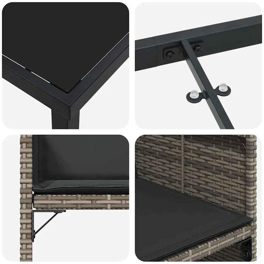 Ensemble de salle à manger pour jardin 5 pcs Gris polyrotin - 9