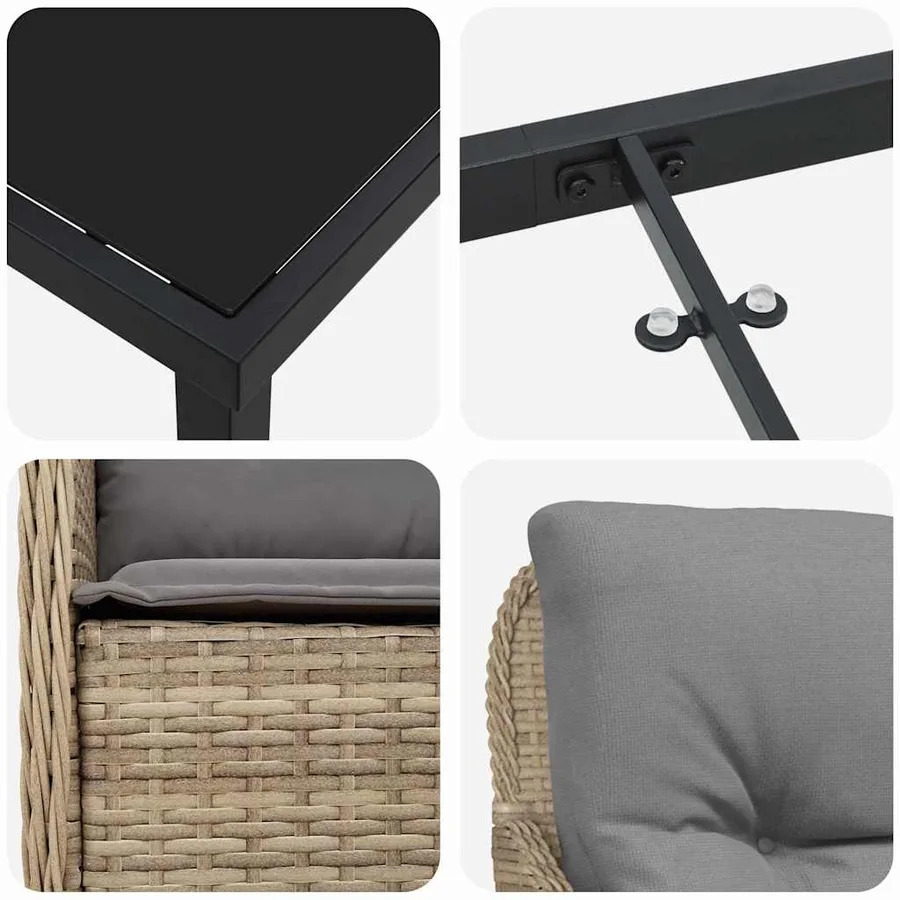 Ensemble de salle à manger pour jardin 5 pcs Beige polyrotin - 9