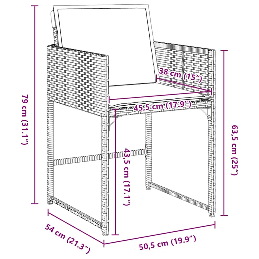Ensemble de salle à manger pour jardin 5 pcs Gris polyrotin - 8