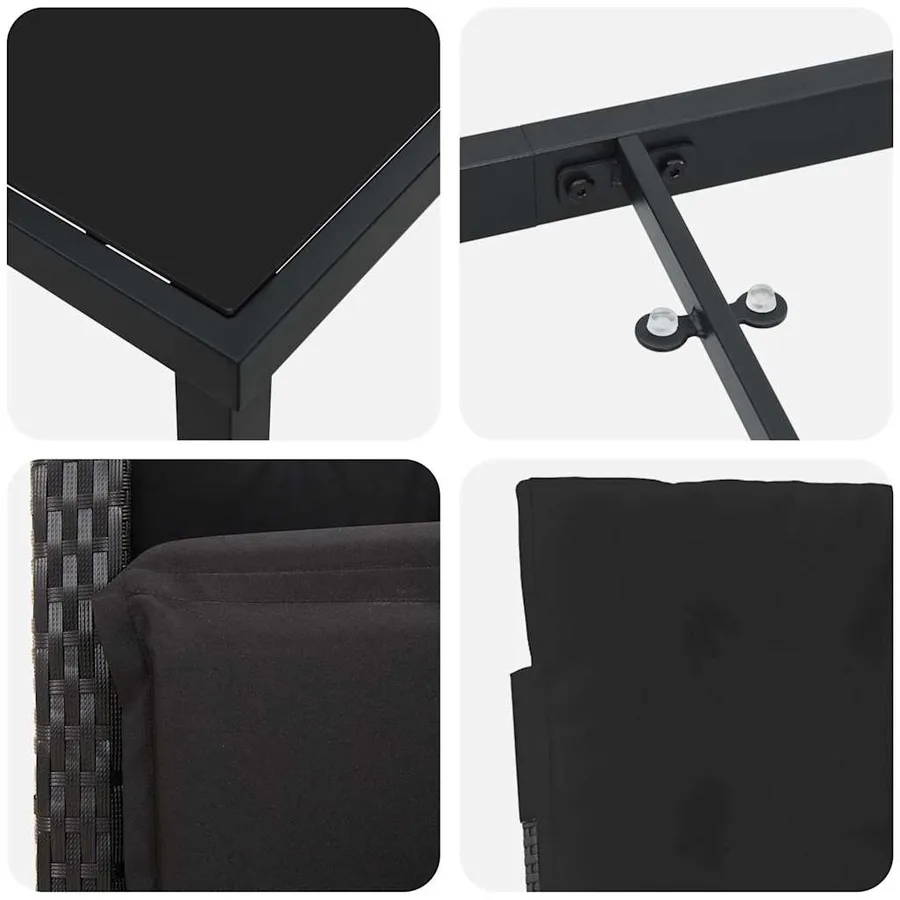 Ensemble de salle à manger pour jardin 5 pcs Noir polyrotin - 9