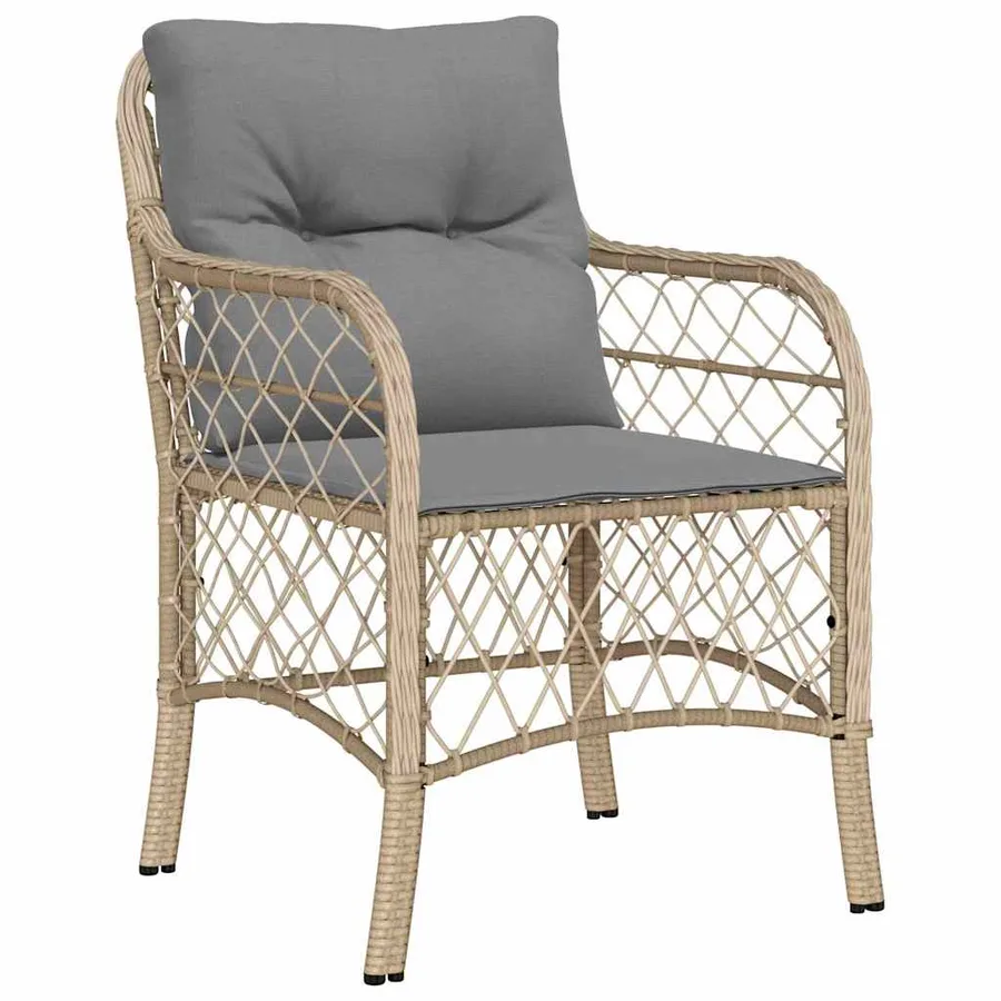 Ensemble de salle à manger pour jardin 7 pcs Beige polyrotin - 6