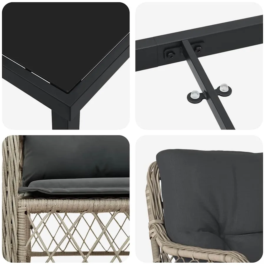 Ensemble de salle à manger pour jardin 7 pcs Gris clair - 9