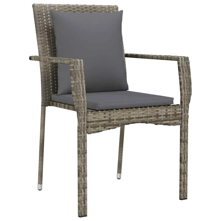 Ensemble de salle à manger pour jardin 7 pcs Gris polyrotin - 6