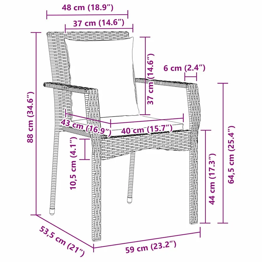 Ensemble de salle à manger pour jardin 7 pcs Gris polyrotin - 8