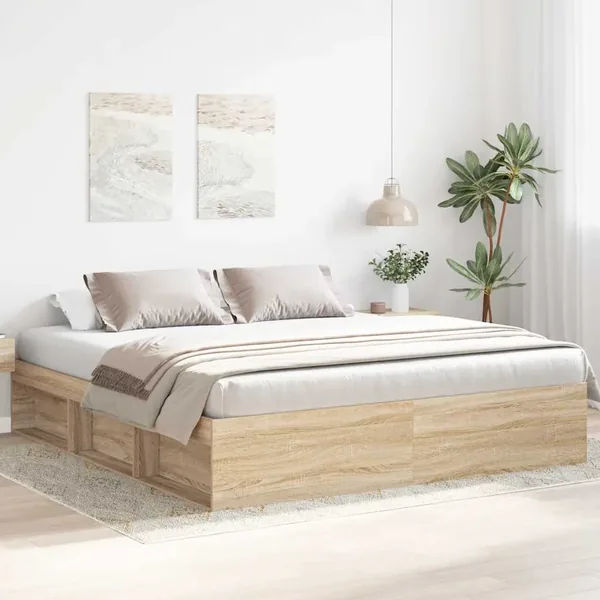 Cadre de lit sans matelas chêne sonoma 200x200 cm
