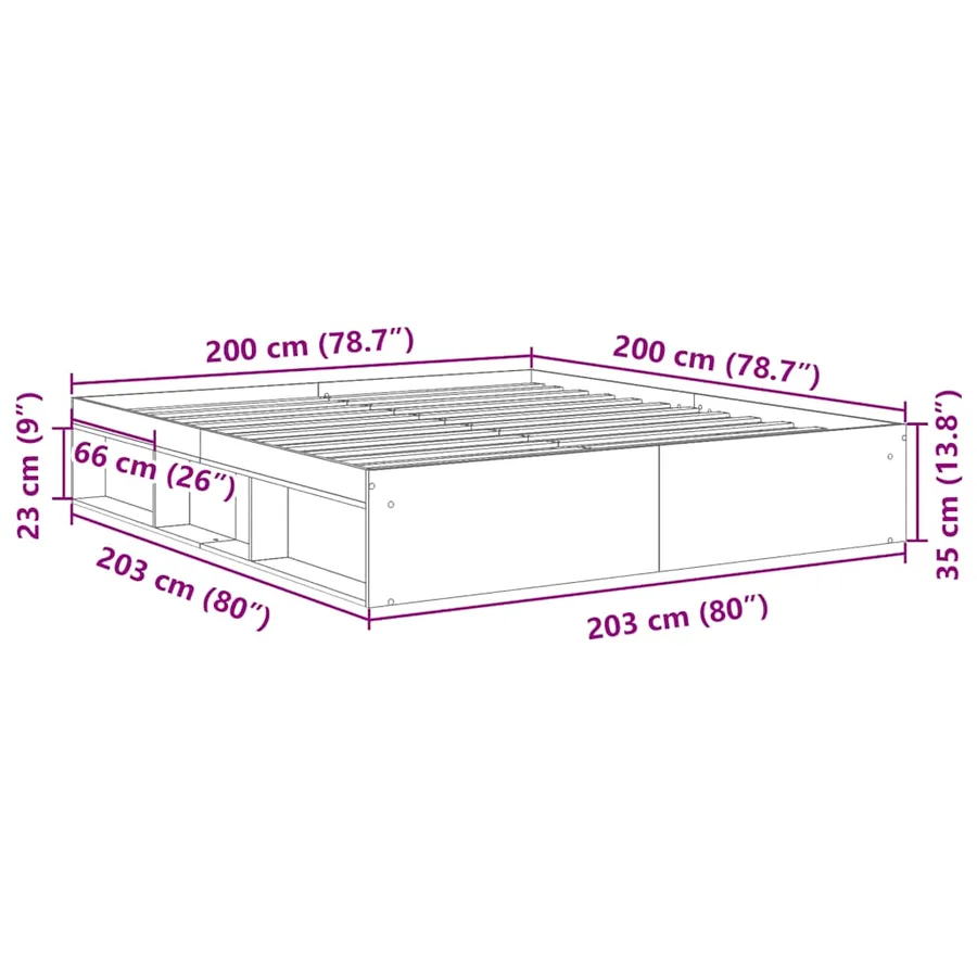 Cadre de lit sans matelas chêne sonoma 200x200 cm - 10