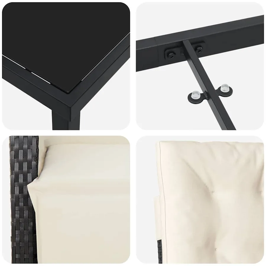 Ensemble de salle à manger pour jardin 7 pcs Noir polyrotin - 9