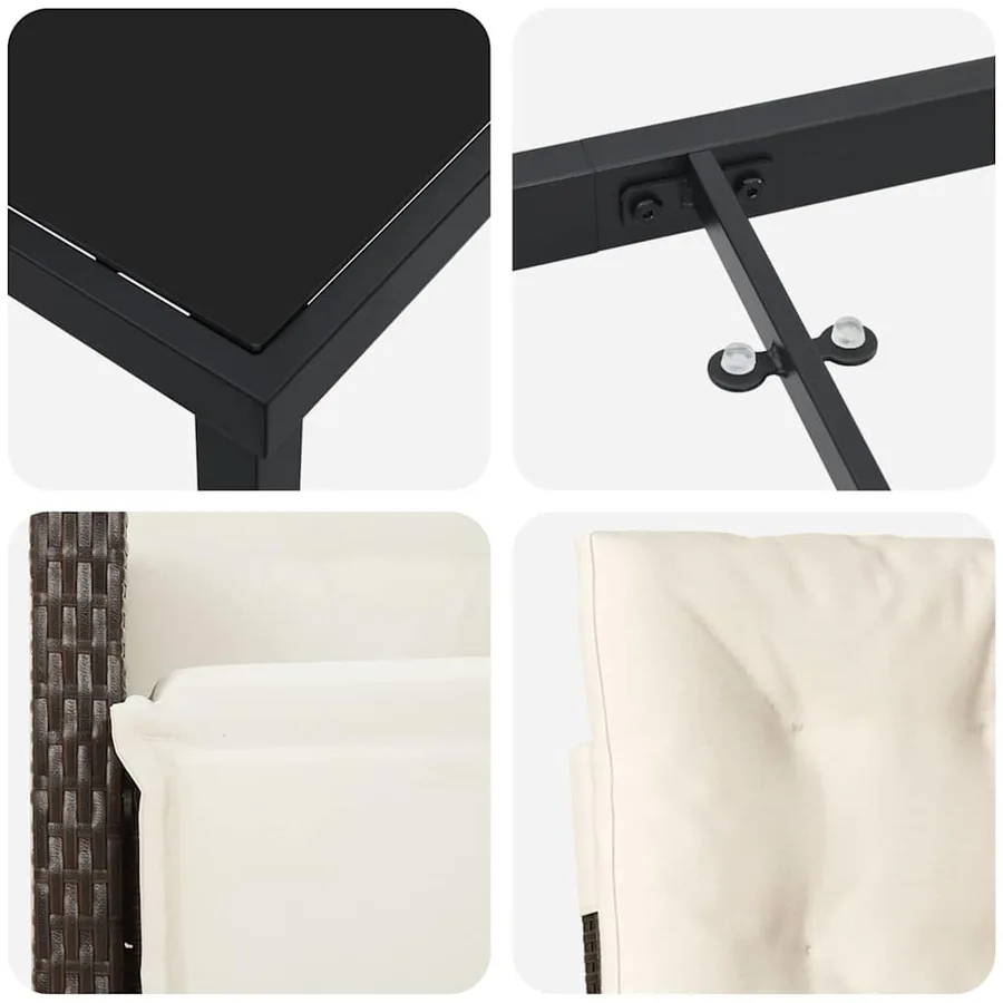 Ensemble de salle à manger pour jardin 5 pcs Marron polyrotin - 9