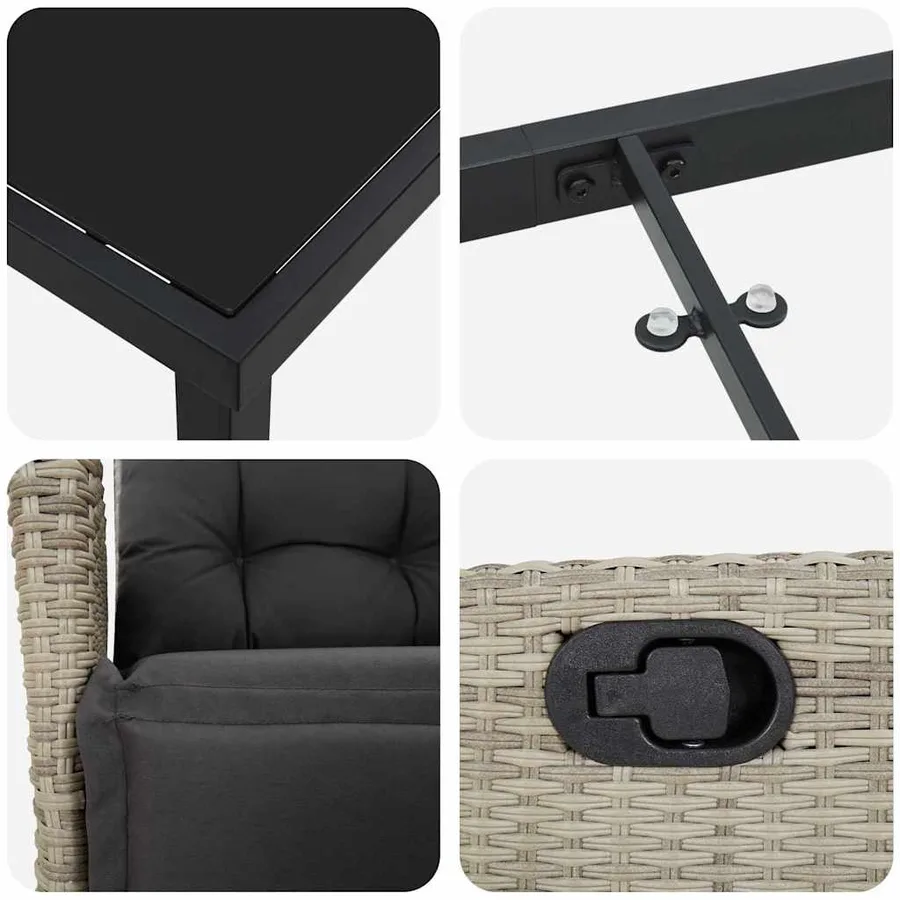 Ensemble de salle à manger pour jardin 7 pcs Gris clair - 9