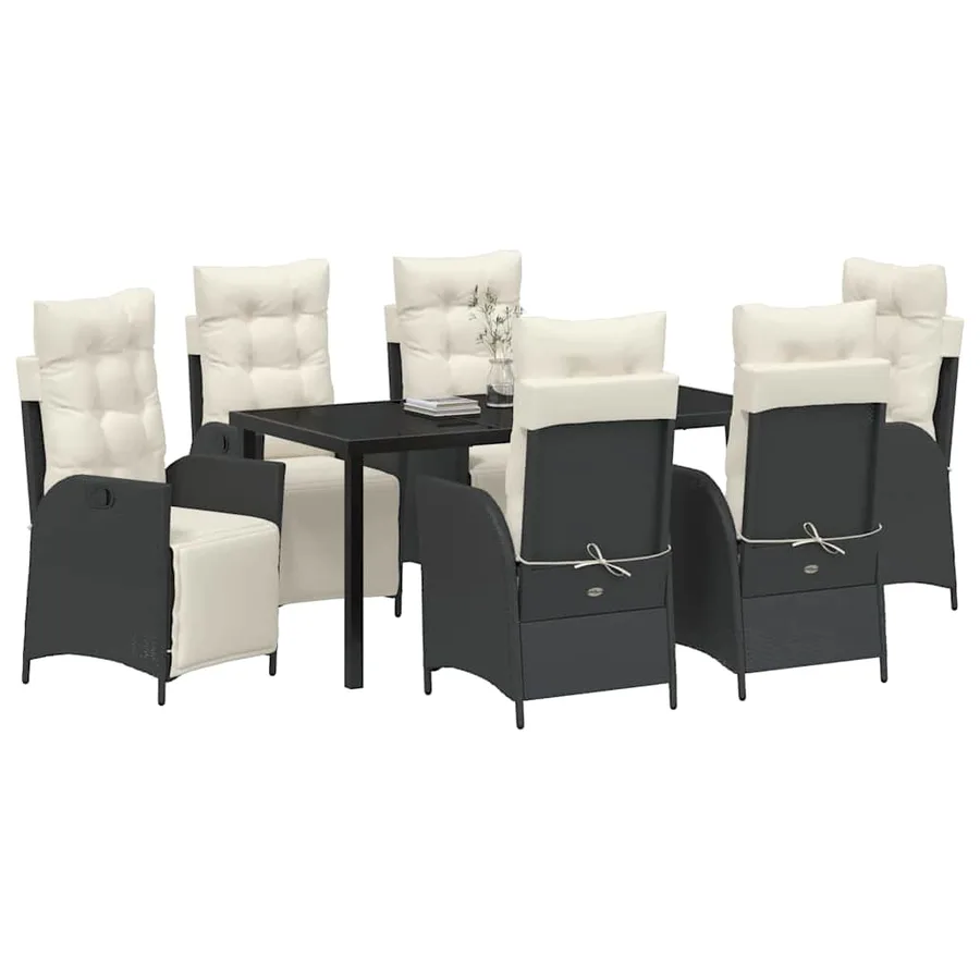 Ensemble de salle à manger pour jardin 7 pcs Noir polyrotin - 3