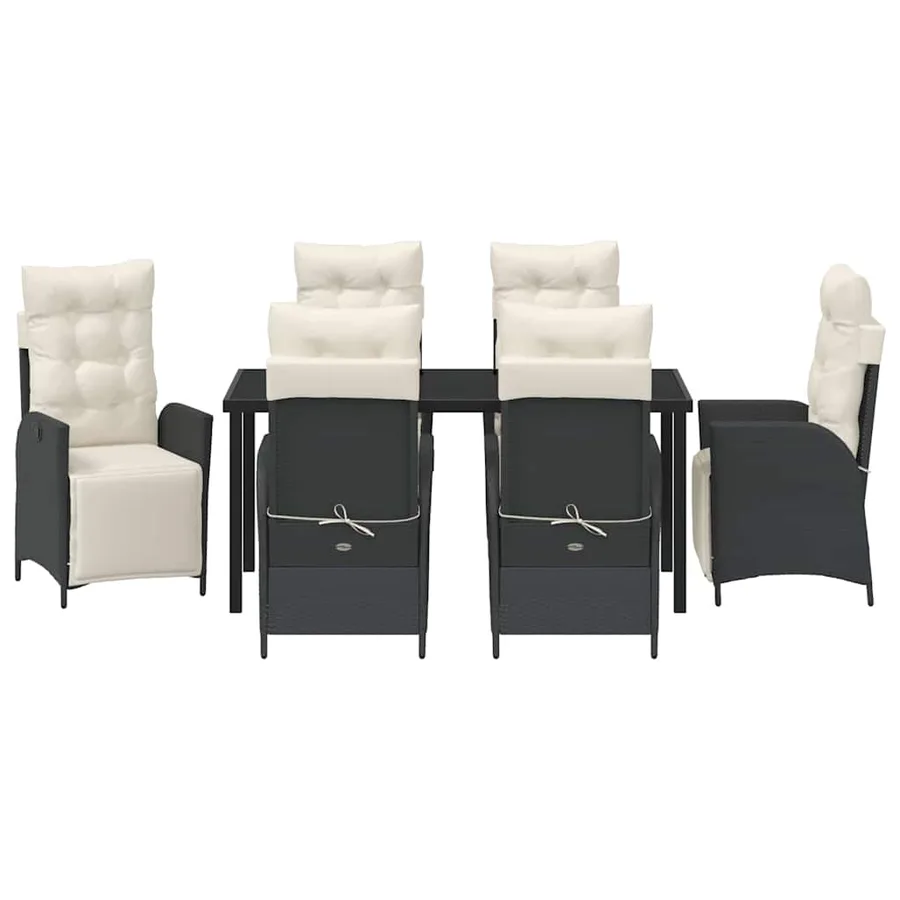 Ensemble de salle à manger pour jardin 7 pcs Noir polyrotin - 7