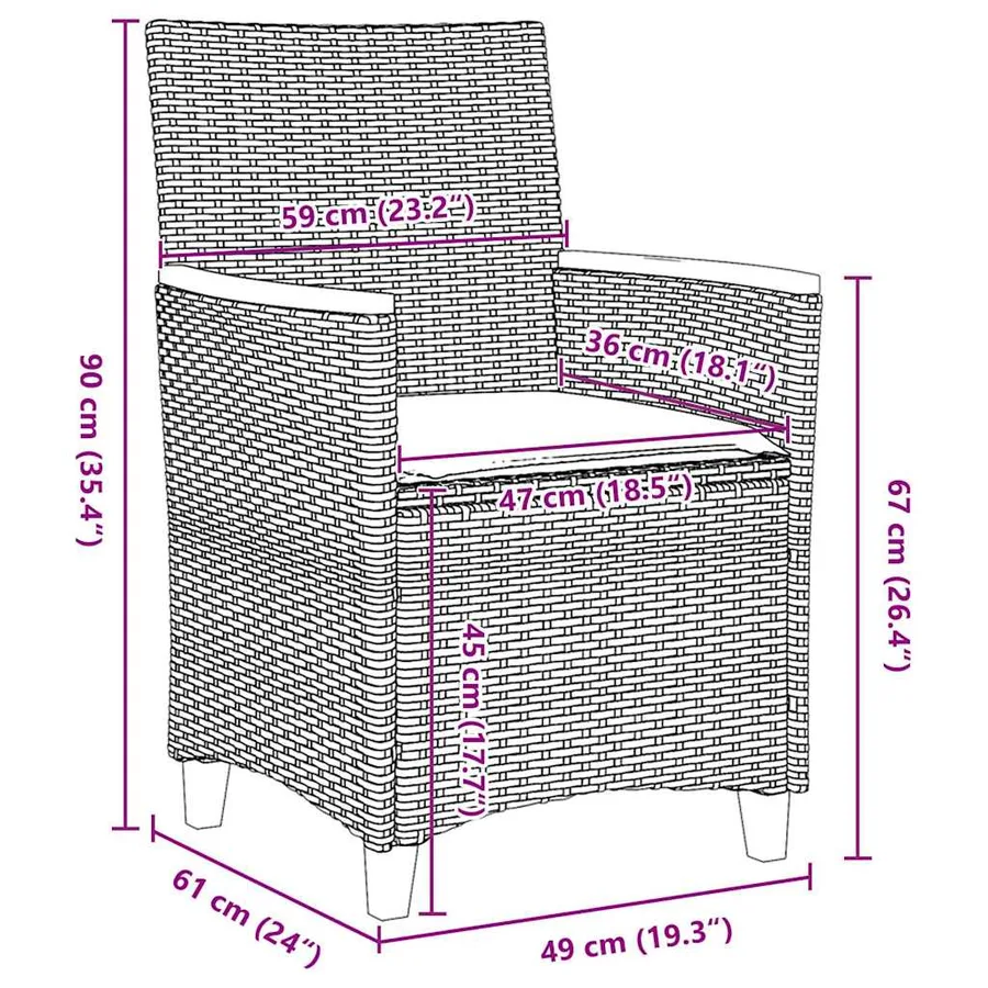 Ensemble de salle à manger pour jardin 7 pcs Noir polyrotin - 8